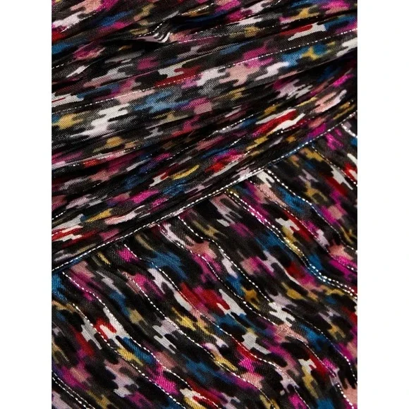 BA&SH Dina belted printed metallic chiffon mini skirt 2 - Picture 4 of 8